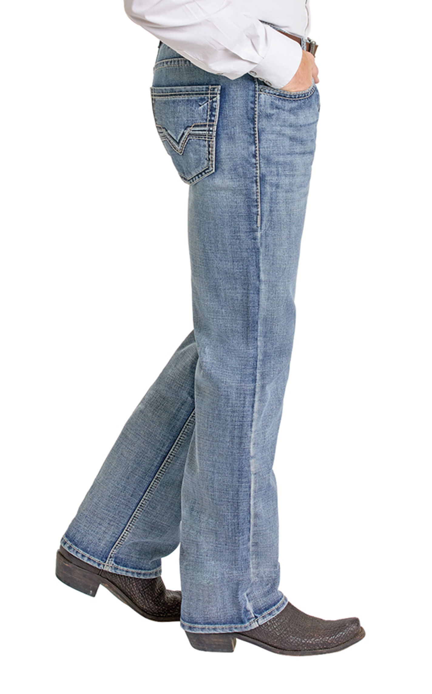 Rock & Roll Denim Men's Light Wash Double Barrel Straight Jeans - Image 1