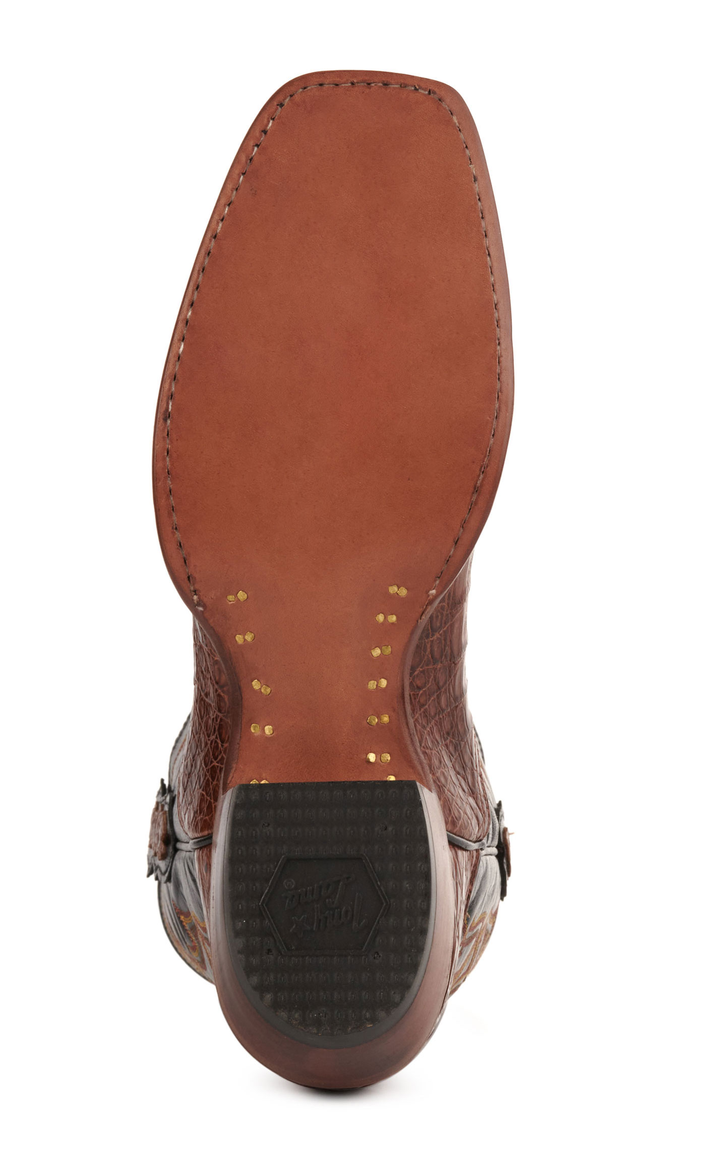 Tony Lama Men's Black and Brown Caiman Belly Punchy Square Toe Exotic Cowboy Boots - Cavender's Exclusive - Image 1