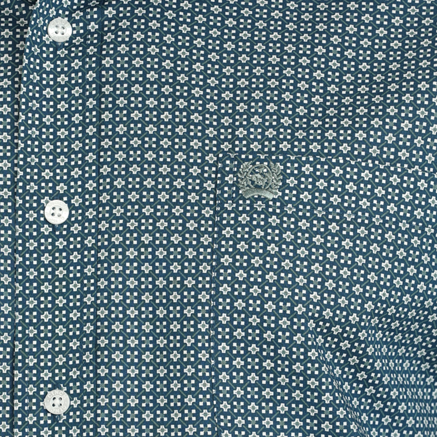 Cinch Men's Teal Blue & White Geo Print Western Shirt - Image 1