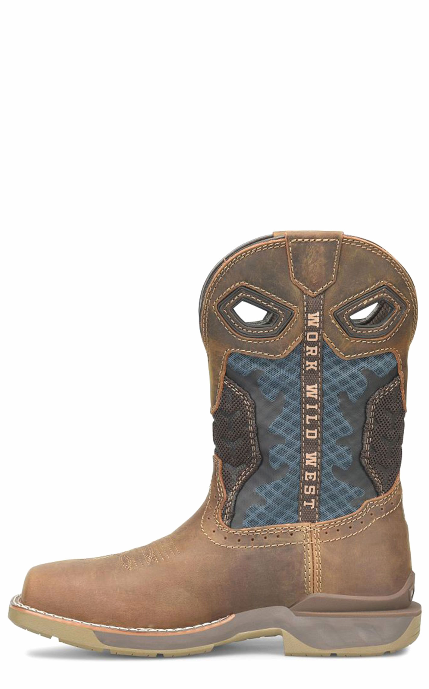 Double H Women's Watcher Brown and Blue Phantom ICE Wide Composite Square Toe Work Boot - Image 1