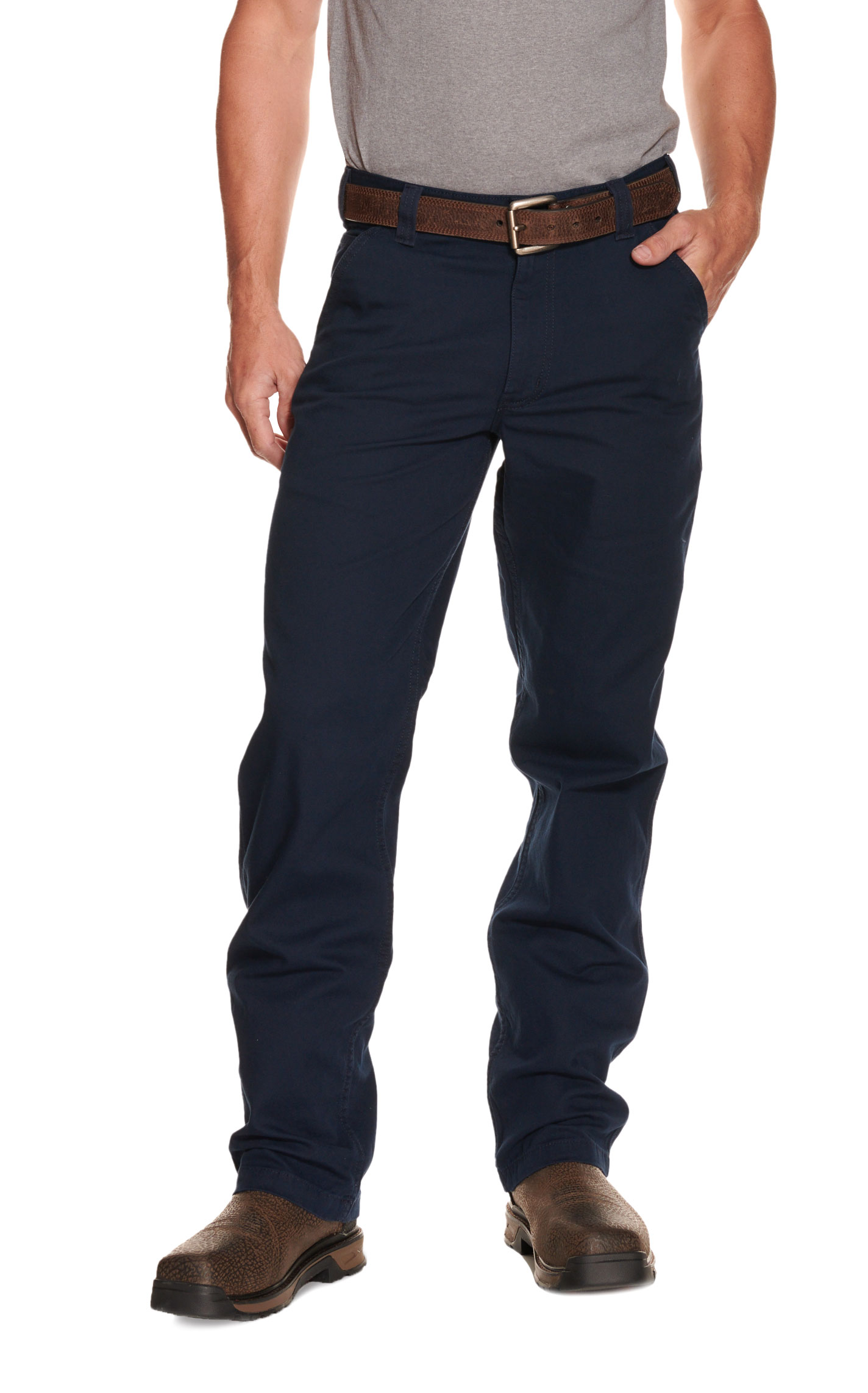 Carhartt Men's Navy Relaxed Fit Straight Leg Rugged Flex Stretch Canvas Work Pants - Image 1