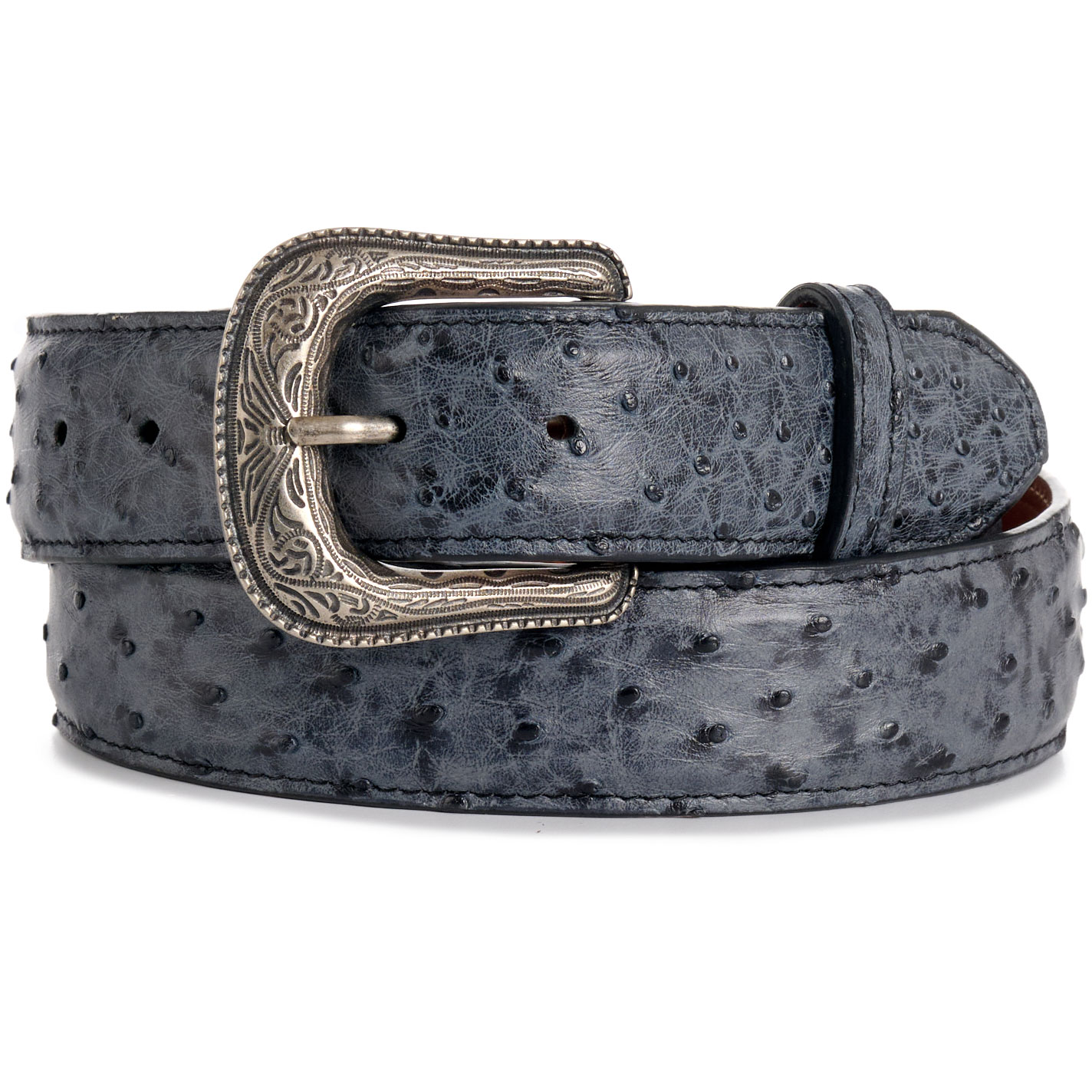 Cavender's Men's Charcoal Full Quill Ostrich Exotic Western Belt - Image 1