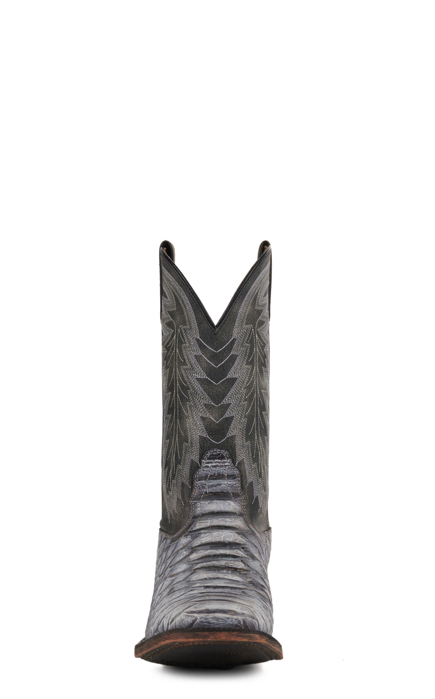 Nocona Men's Distressed Gray and Rugged White Snake Print Wide Square Toe Cowboy Boots - Image 1