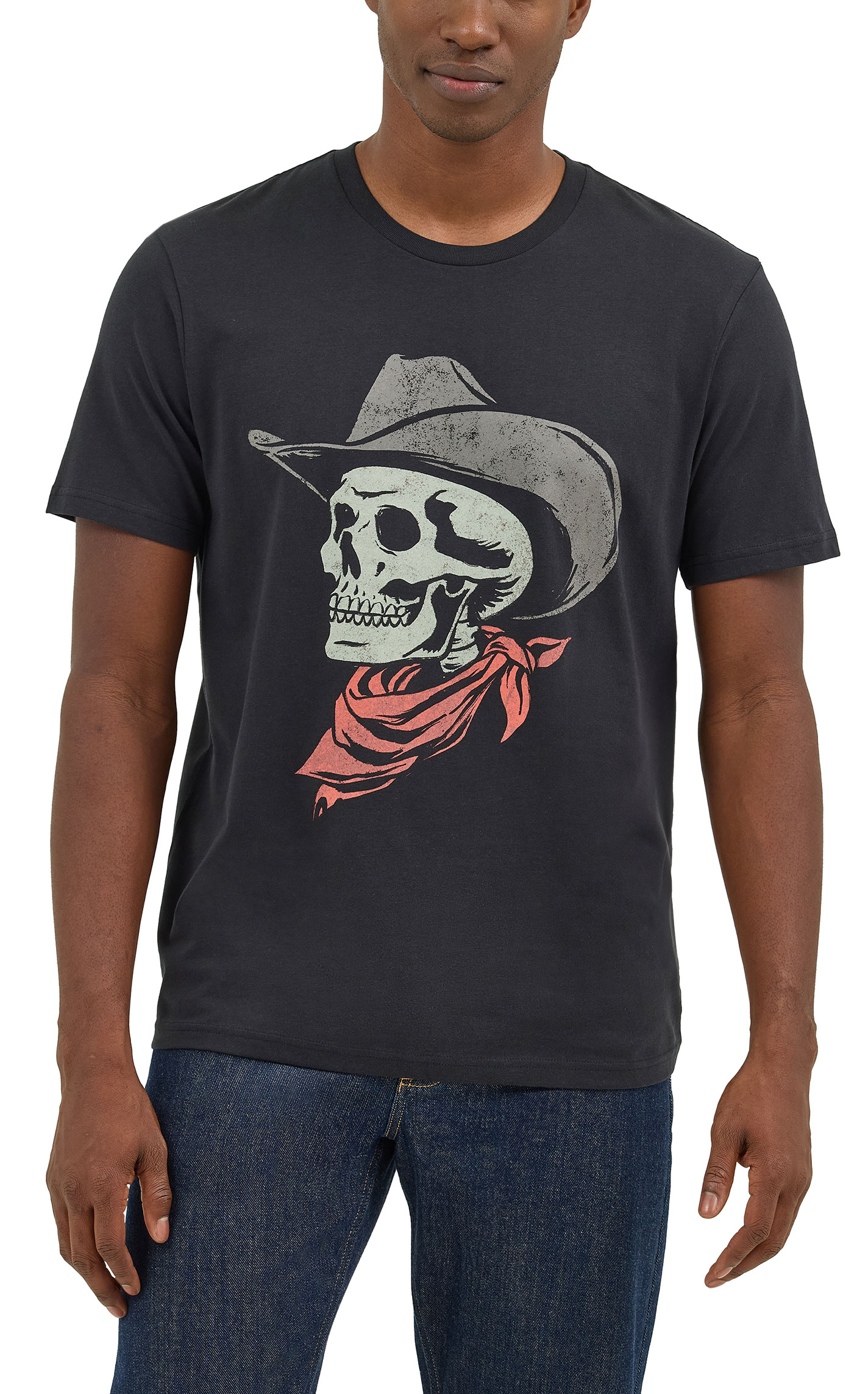 Wrangler Men's Black Skeletal Cowboy Graphic T-Shirt - Image 1