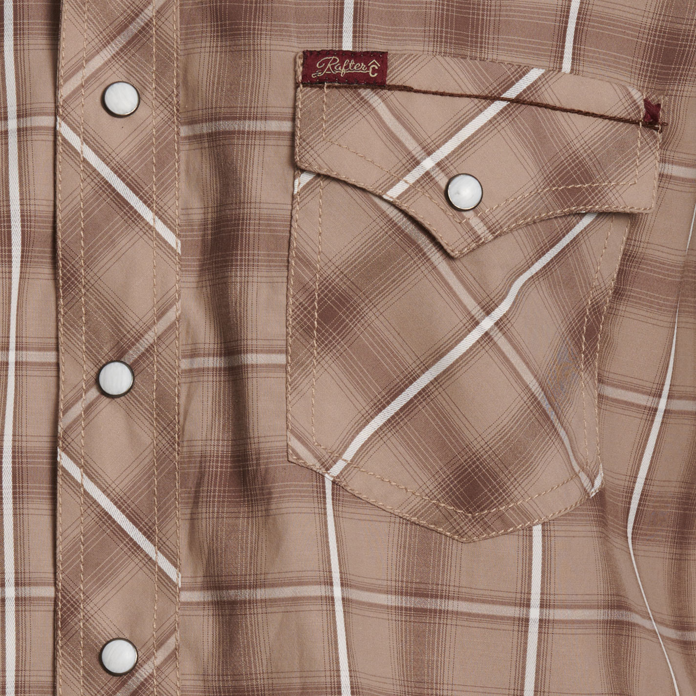 Rafter C Men's Red Dirt Collection Coffee Stretch Plaid Western Shirt - Image 1