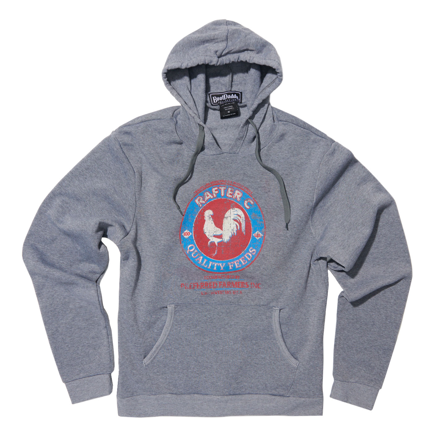 Rafter C Gray Quality Feeds Rooster Logo Graphic Hoodie - Image 1