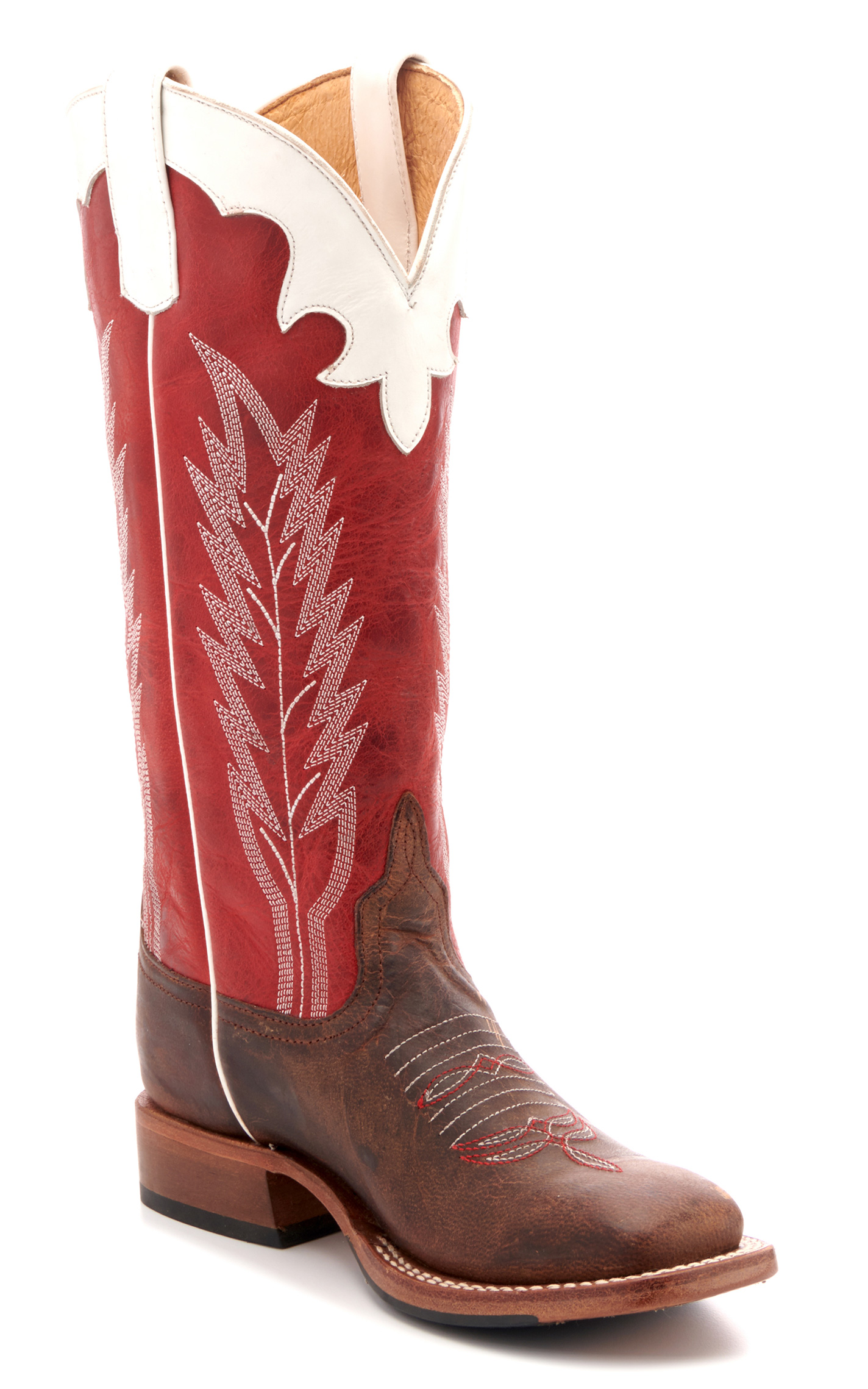 Anderson Bean Youth Brown and Red Square Toe Tall Cowboy Boots - Image 1