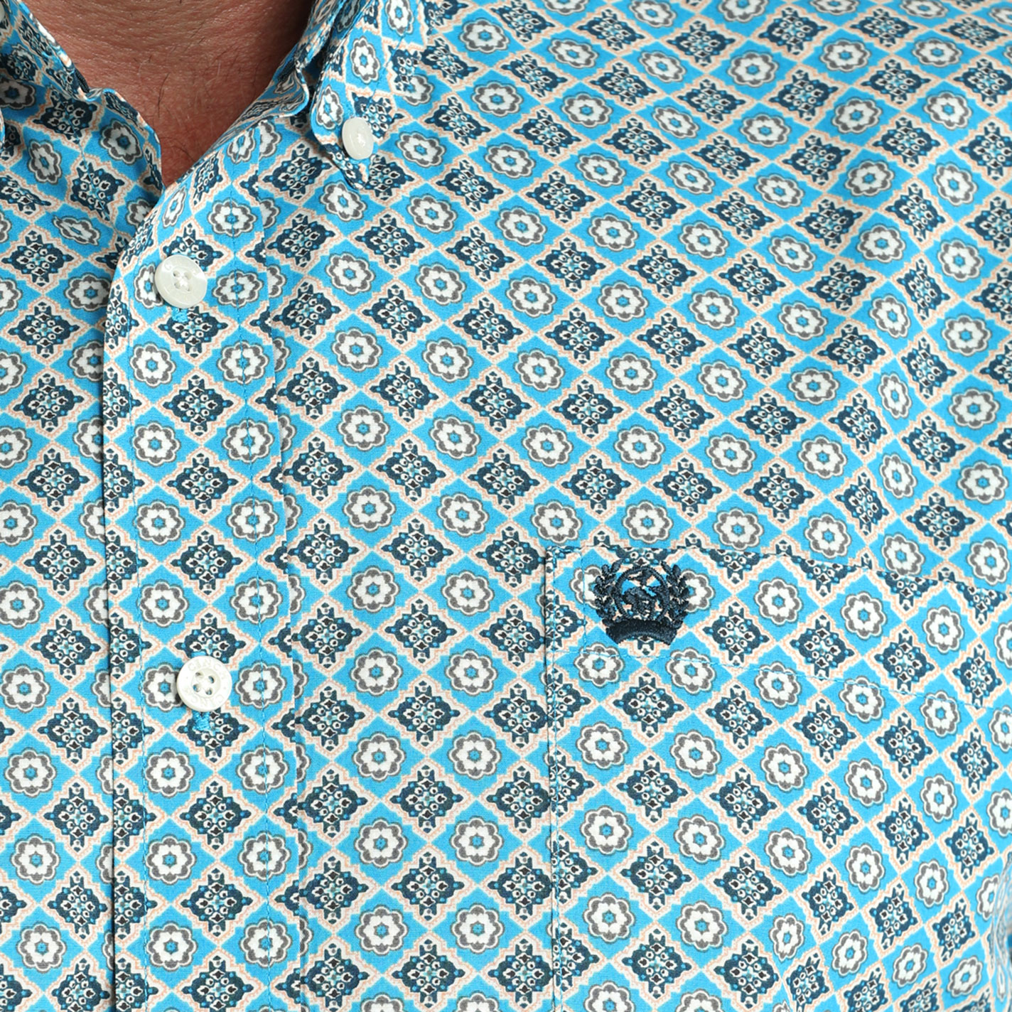 Cinch Men's Teal Diamond Geo Print Long Sleeve Western Shirt - Image 1