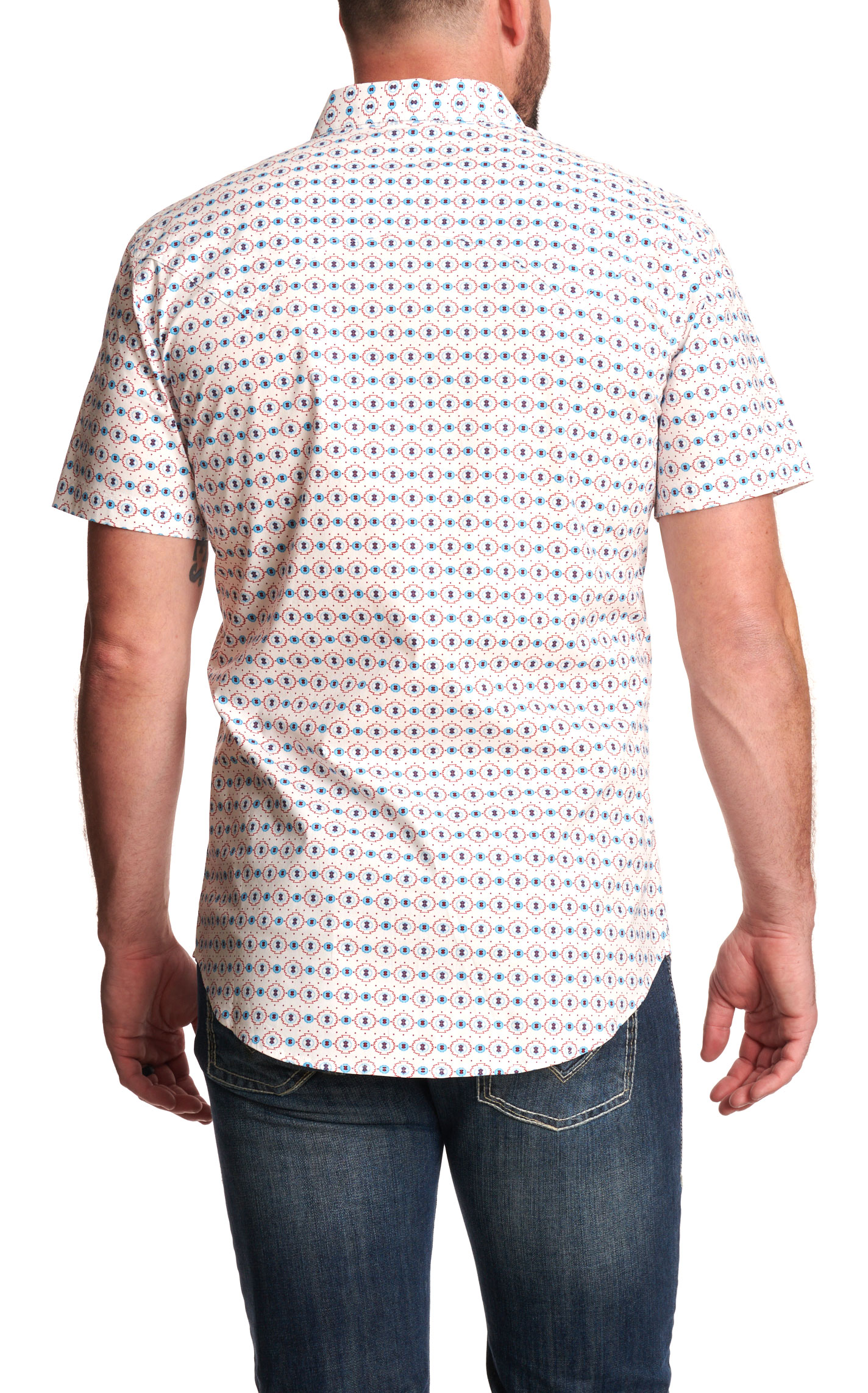Rock & Roll Denim Men's Cream Aztec Geo Western Shirt - Image 1
