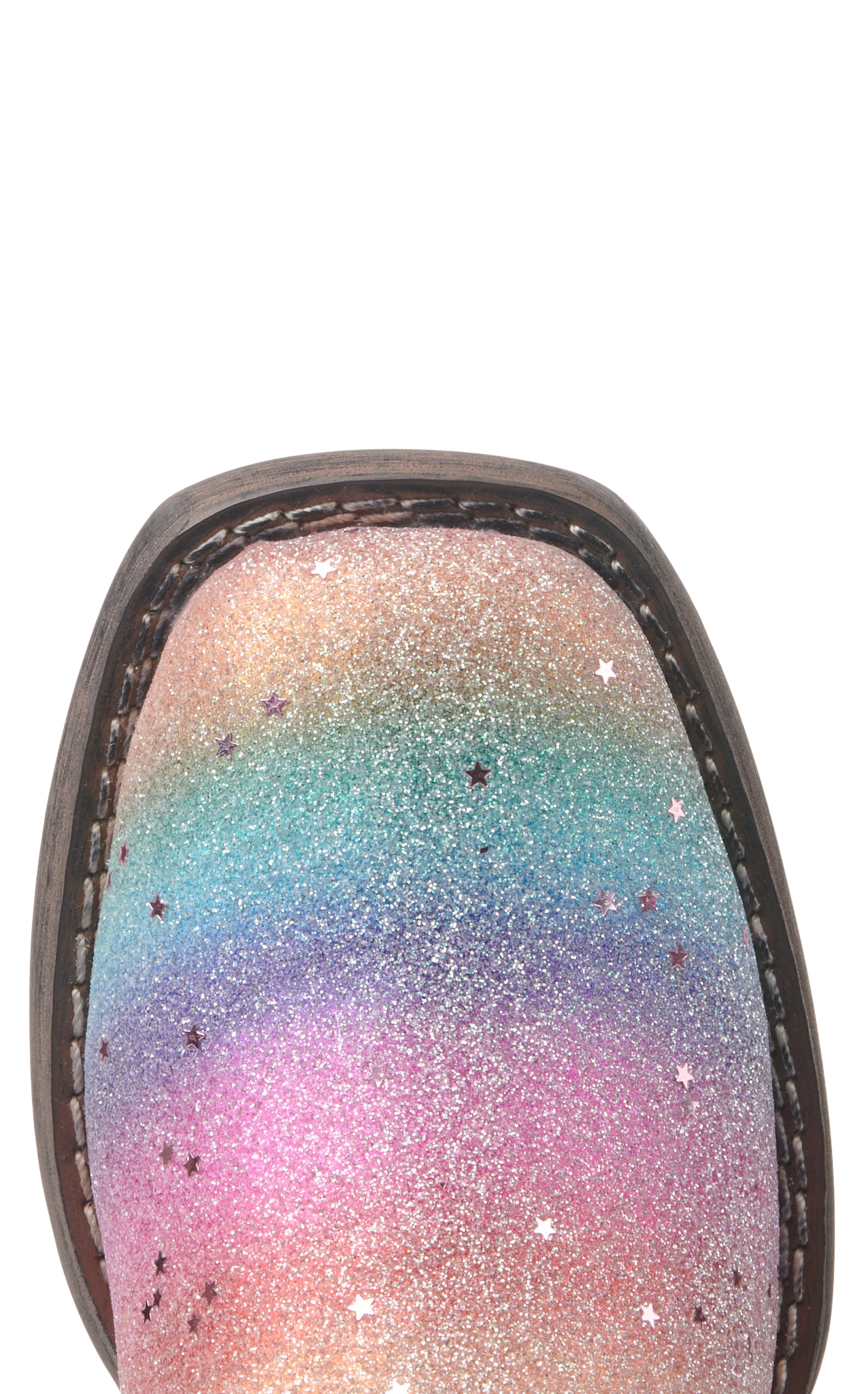 Roper Girls' Tan and Rainbow Glitter Square Toe Cowboy Boots - Image 1