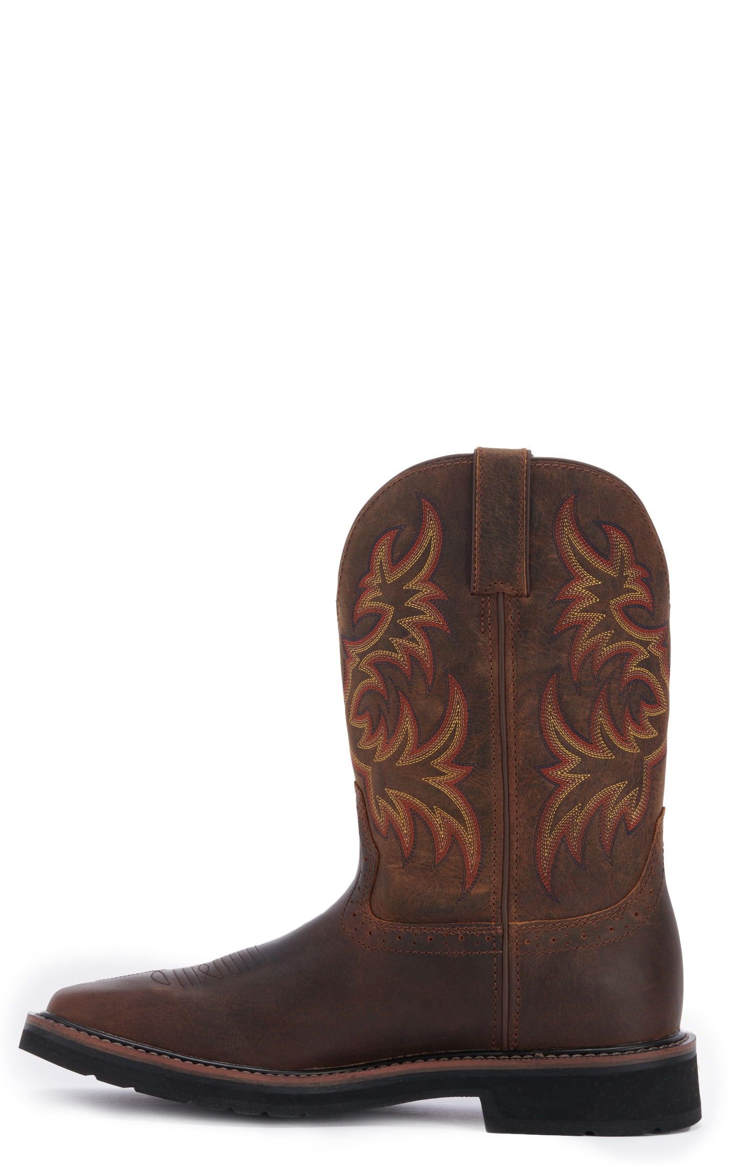 Justin Men's Stampede Driller Dark Brown Square Toe Work Boot - Image 1