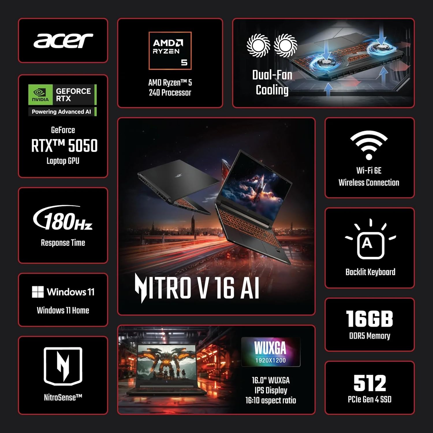 acer Nitro V 16 AI Gaming Laptop