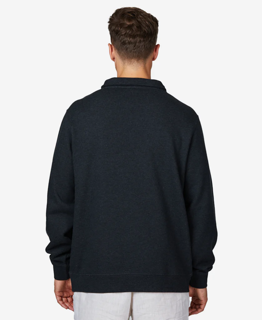 HALF ZIP FLEECE, Ebony Melange