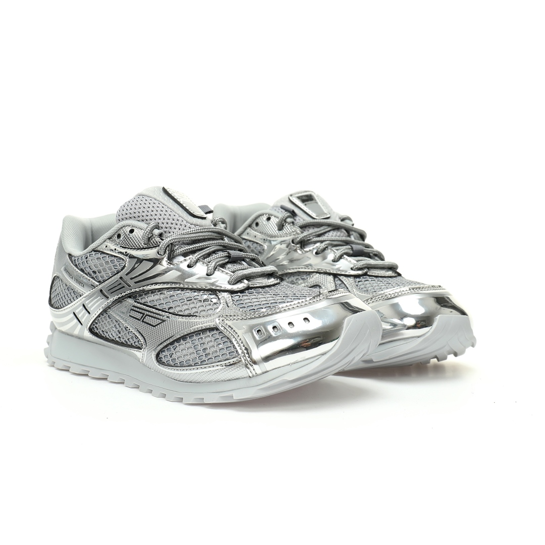 Bottega Veneta Orbit Lace-up Low Sneakers Silver 741357v4v511414