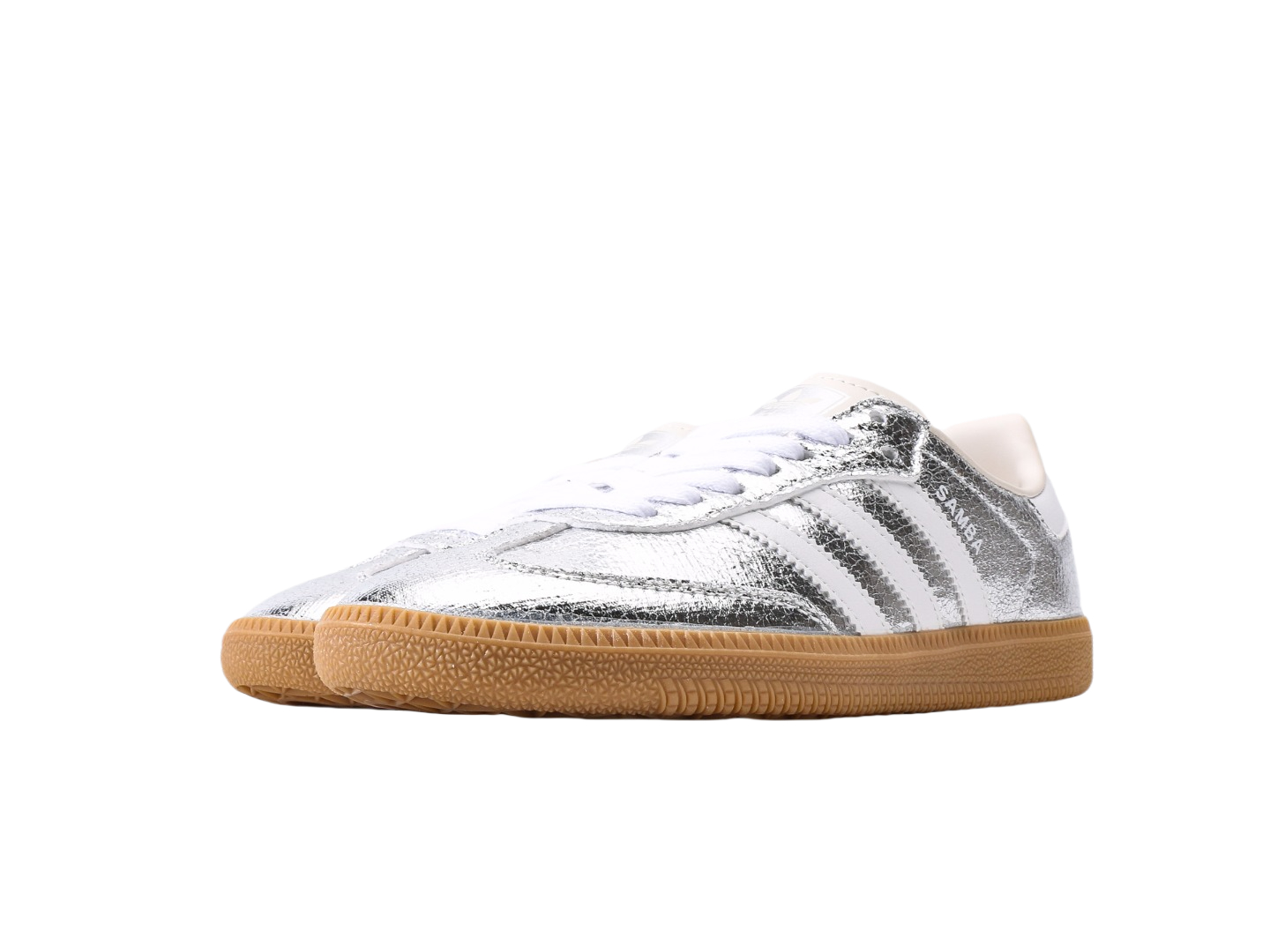 Adidas Samba OG Silver Metallic Cracked Leather JR0035