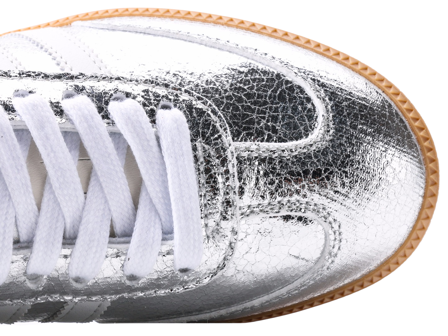 Adidas Samba OG Silver Metallic Cracked Leather JR0035