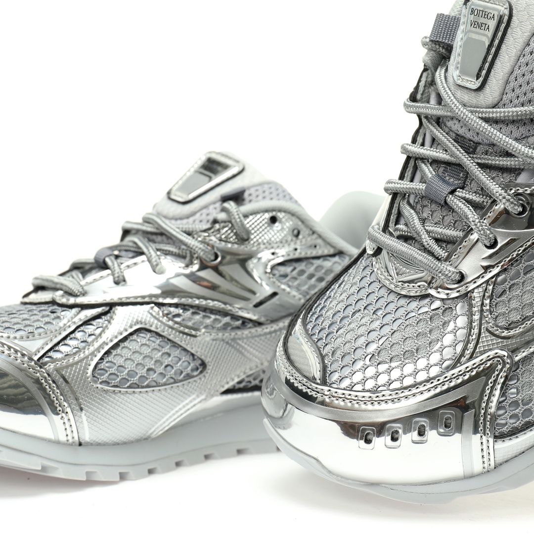 Bottega Veneta Orbit Lace-up Low Sneakers Silver 741357v4v511414