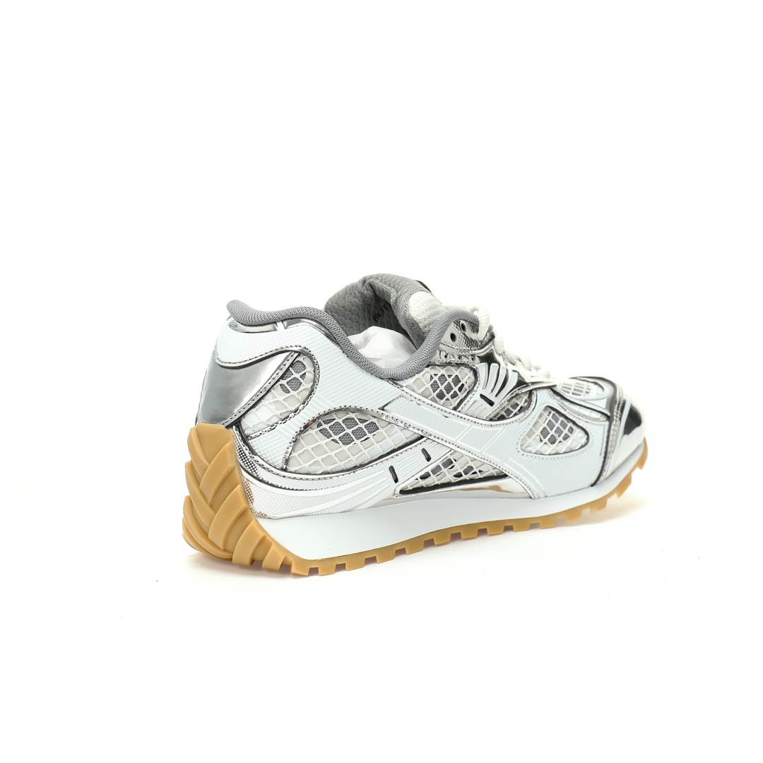 Bottega Veneta Orbit Lace-up Low Sneakers Silver White 741357v2x401425