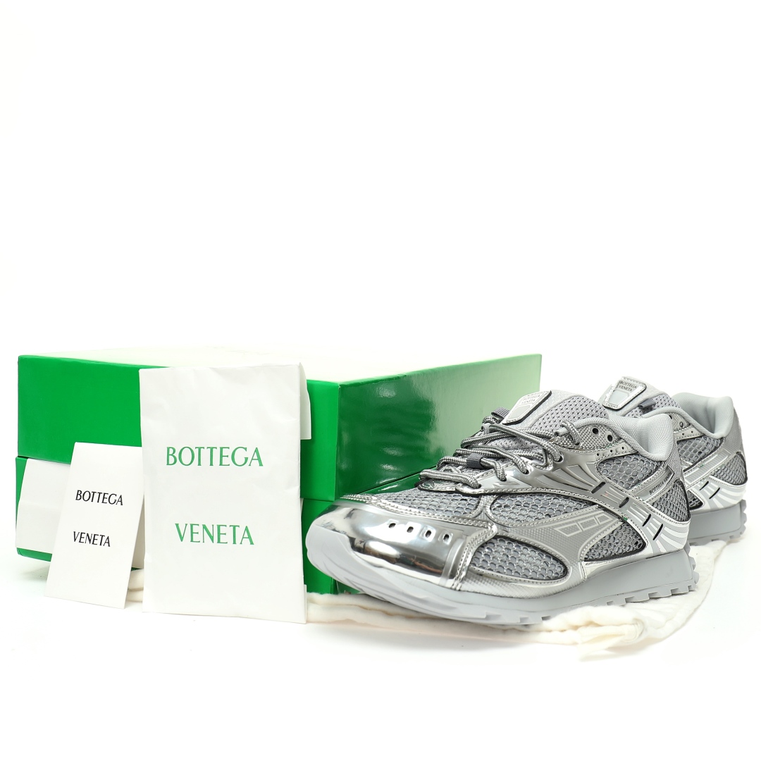 Bottega Veneta Orbit Lace-up Low Sneakers Silver 741357v4v511414