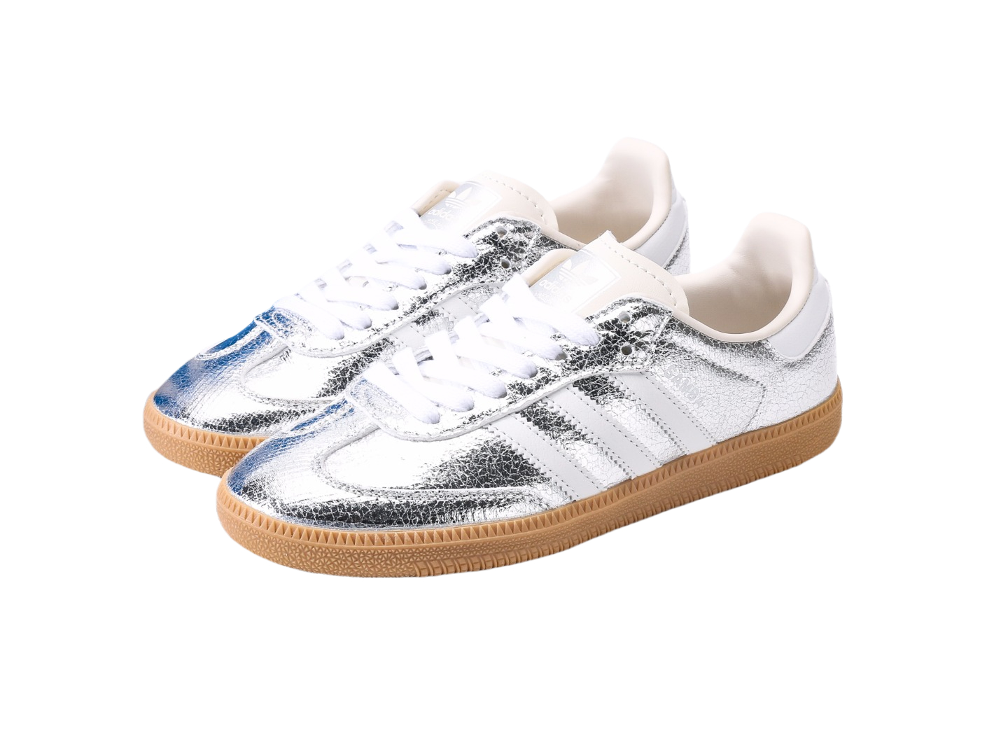 Adidas Samba OG Silver Metallic Cracked Leather JR0035