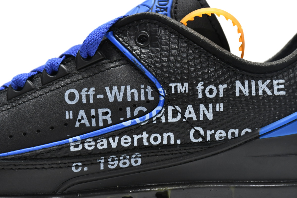 Off White x Air Jordan 2 Retro Low SP Black and Varsity Royal DJ4375-004