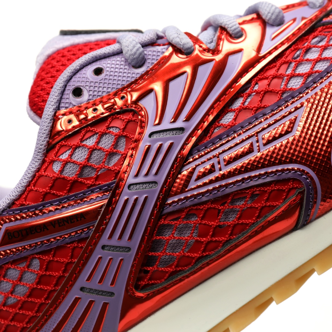 Bottega Veneta Orbit Lace-up Low Sneakers Metal Red Wisteria 755915v2x405851