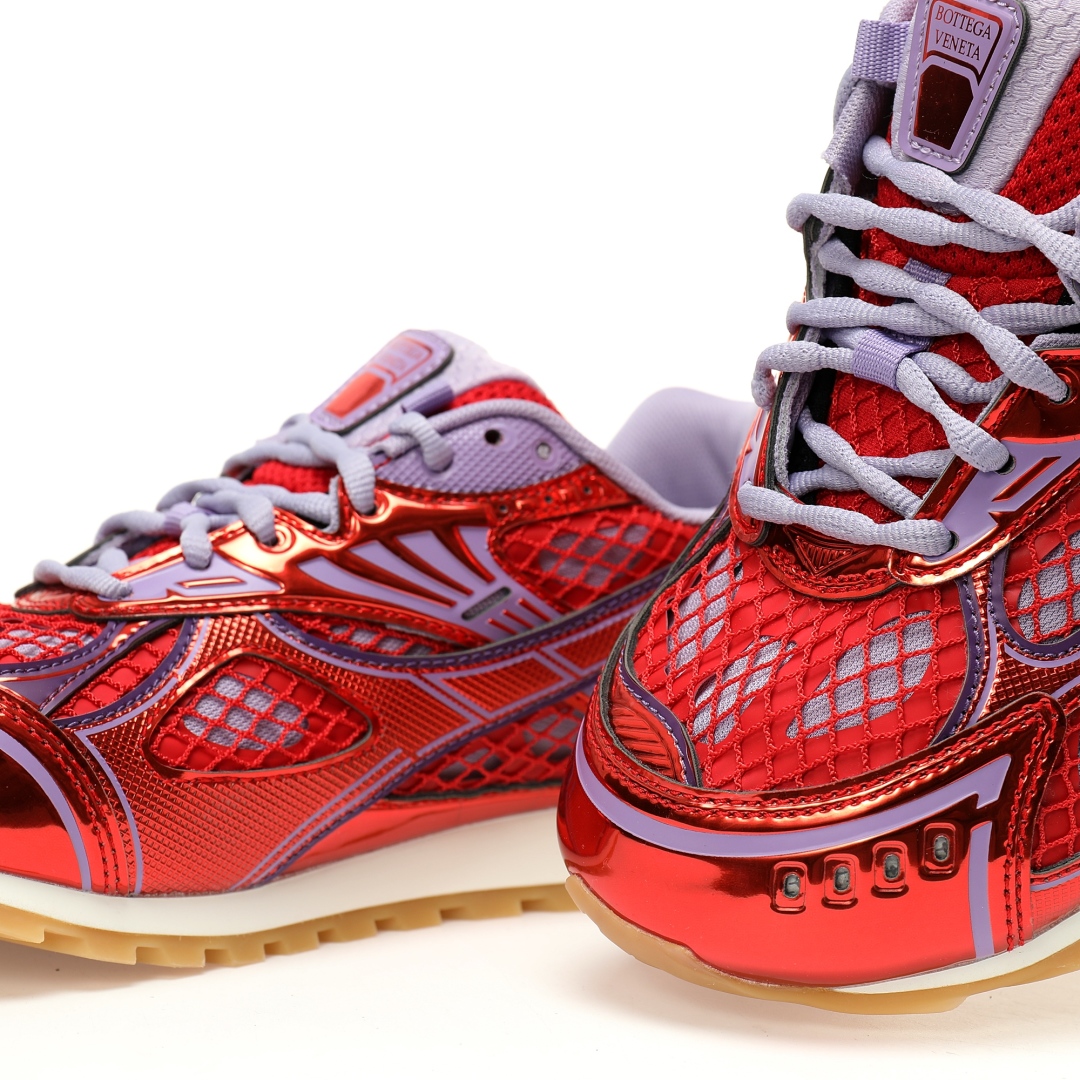 Bottega Veneta Orbit Lace-up Low Sneakers Metal Red Wisteria 755915v2x405851
