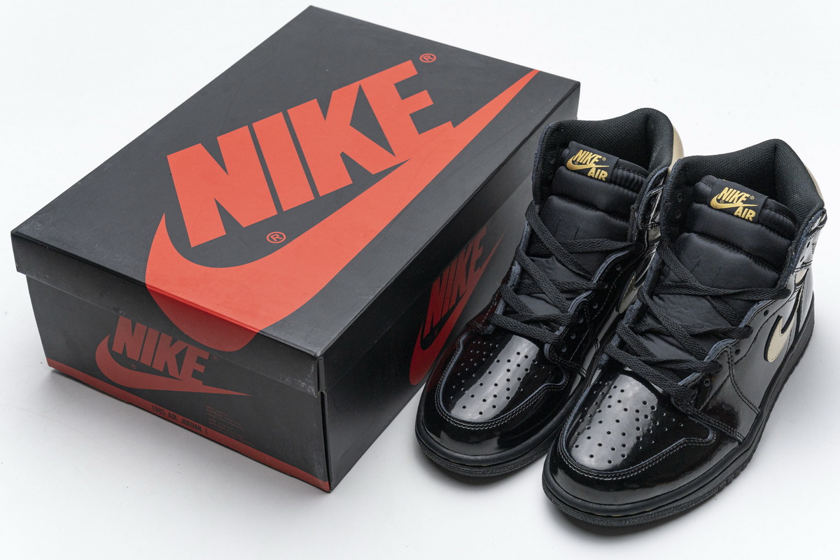 DG  Air Jordan 1 High OG Patent Black Metallic Gold  555088-032