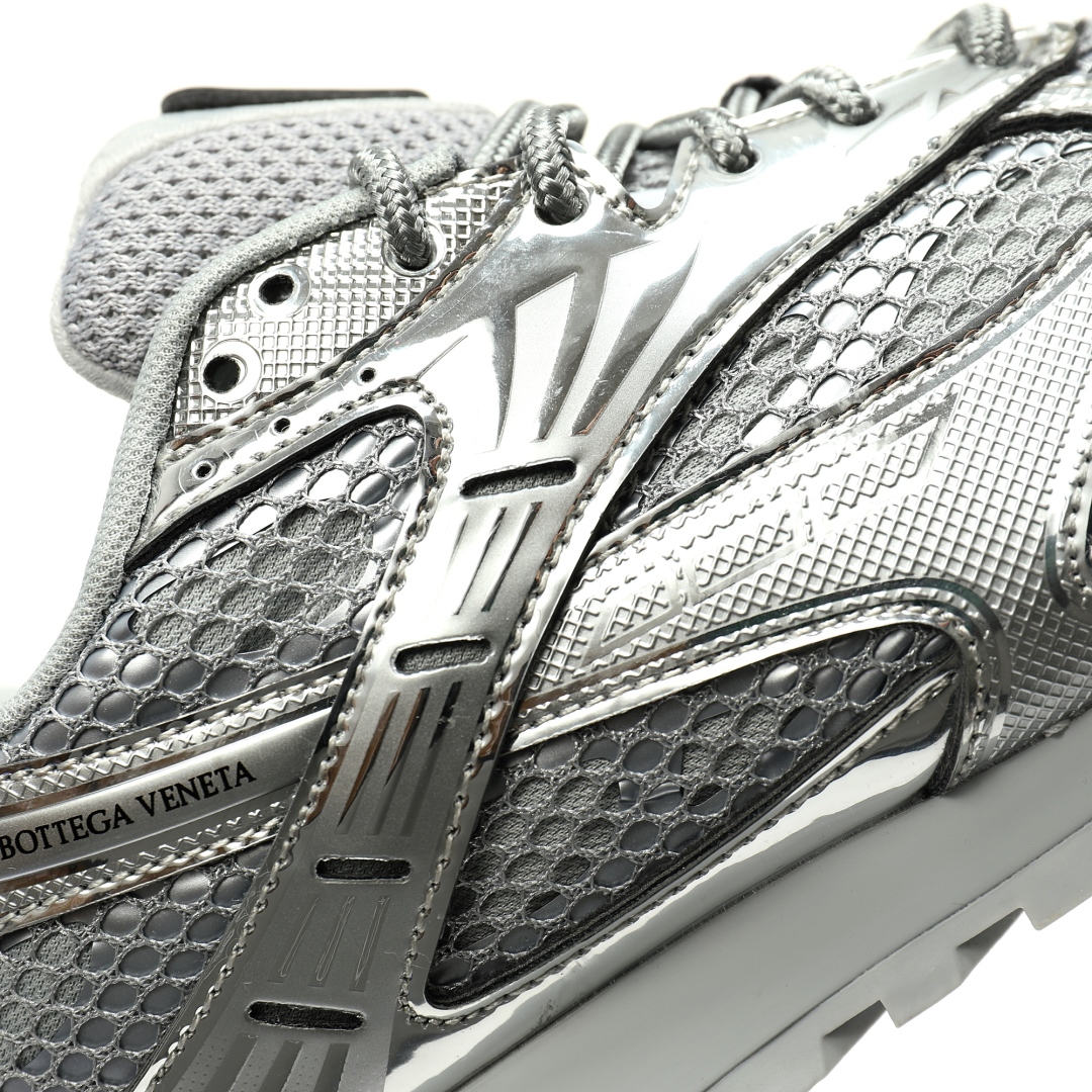 Bottega Veneta Orbit Lace-up Low Sneakers Silver 741357v4v511414