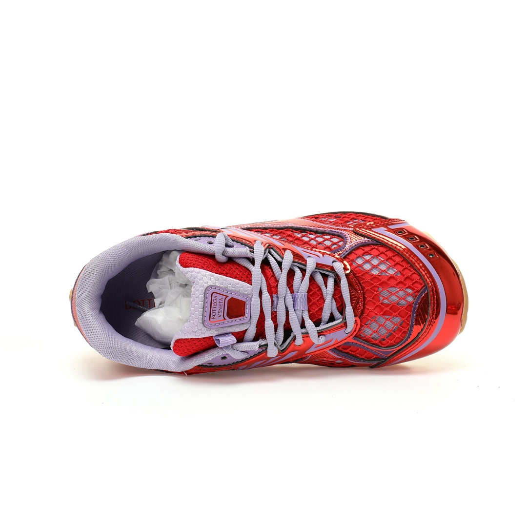 Bottega Veneta Orbit Lace-up Low Sneakers Metal Red Wisteria 755915v2x405851