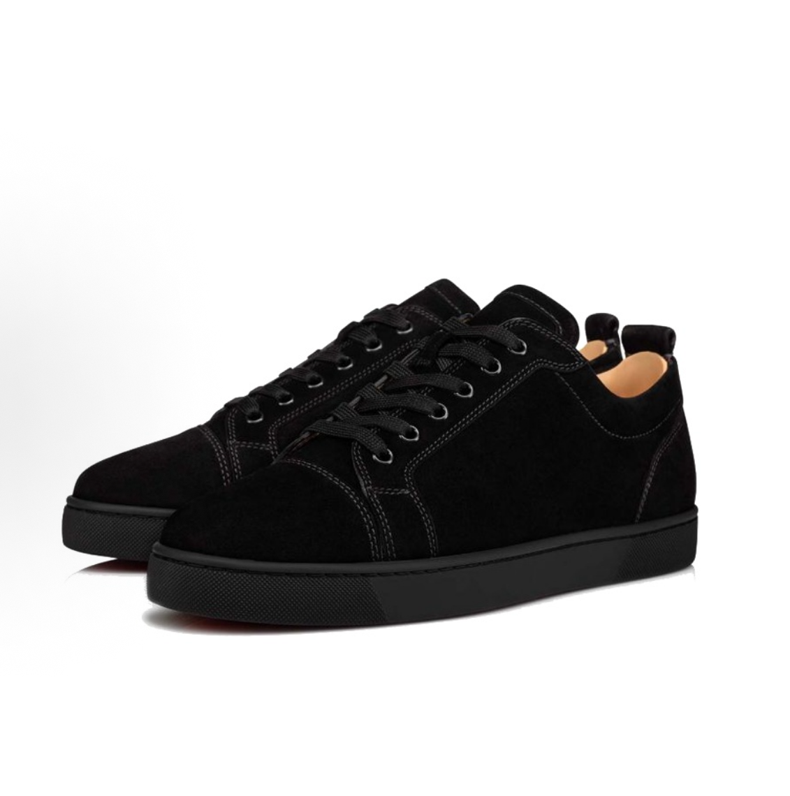 Lubotin Suede Round Toe Lace-Up Low-Top Sneakers 3170052B074
