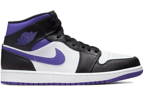 Jordan 1 Mid White Black Purple 554724-095