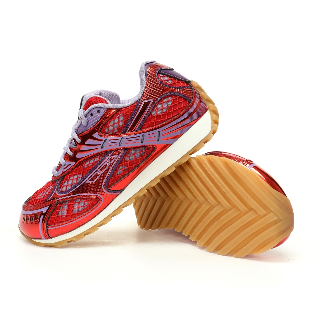 Bottega Veneta Orbit Lace-up Low Sneakers Metal Red Wisteria 755915v2x405851