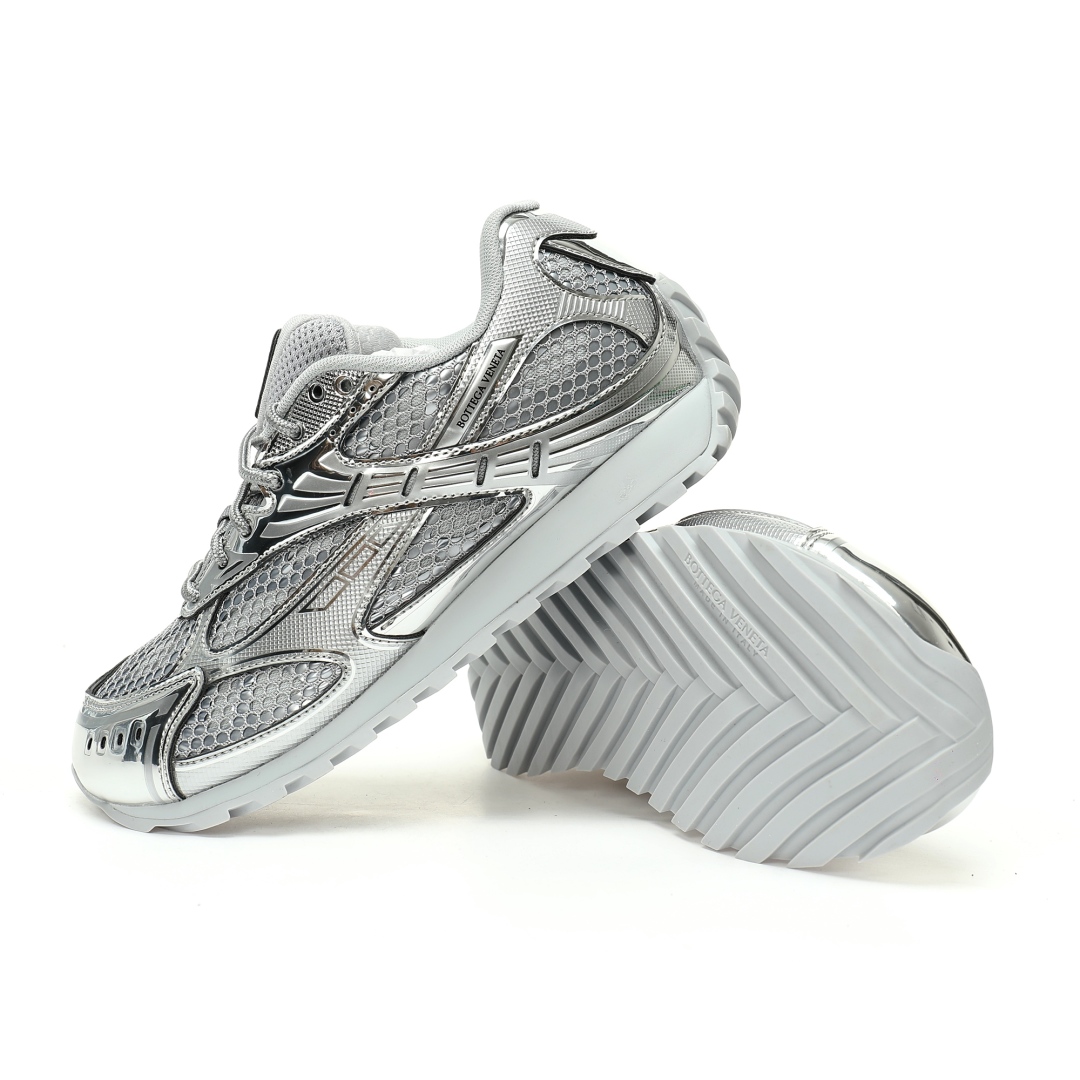 Bottega Veneta Orbit Lace-up Low Sneakers Silver 741357v4v511414