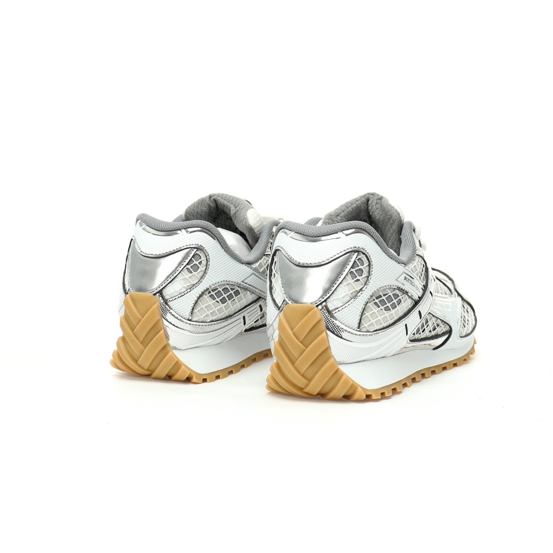 Bottega Veneta Orbit Lace-up Low Sneakers Silver White 741357v2x401425