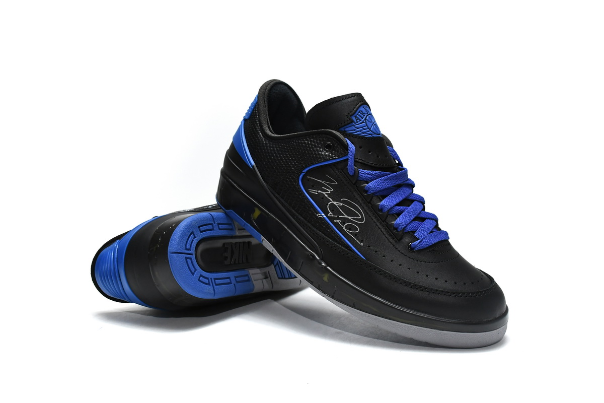 Off White x Air Jordan 2 Retro Low SP Black and Varsity Royal DJ4375-004