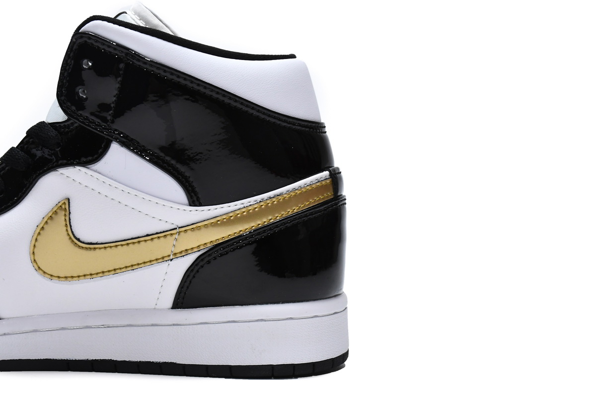 Air Jordan 1 Mid SE Black Gold Patent Leather 852542-007
