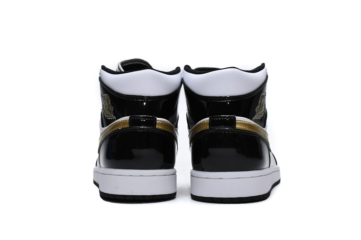 Air Jordan 1 Mid SE Black Gold Patent Leather 852542-007
