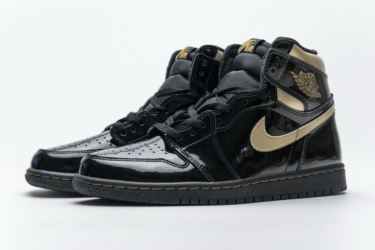 DG  Air Jordan 1 High OG Patent Black Metallic Gold  555088-032