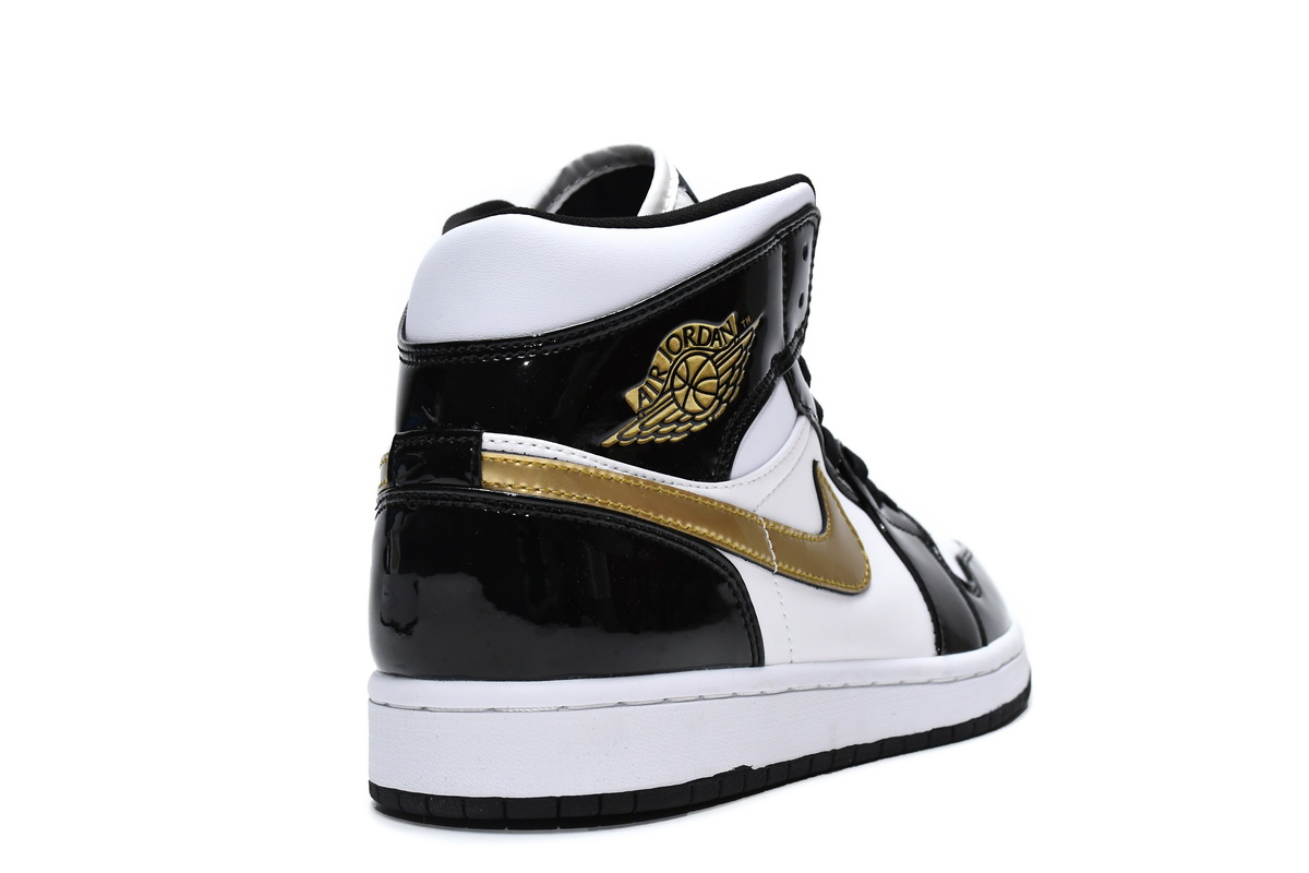 Air Jordan 1 Mid SE Black Gold Patent Leather 852542-007