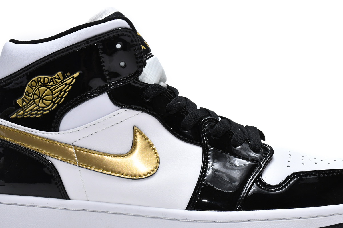 Air Jordan 1 Mid SE Black Gold Patent Leather 852542-007