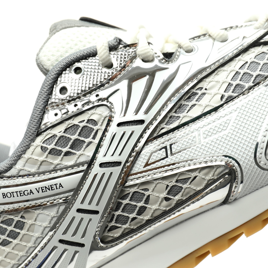 Bottega Veneta Orbit Lace-up Low Sneakers Silver White 741357v2x401425