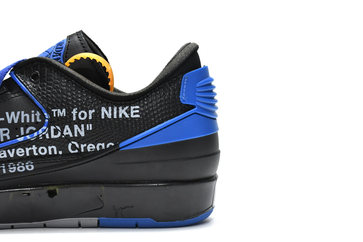 Off White x Air Jordan 2 Retro Low SP Black and Varsity Royal DJ4375-004