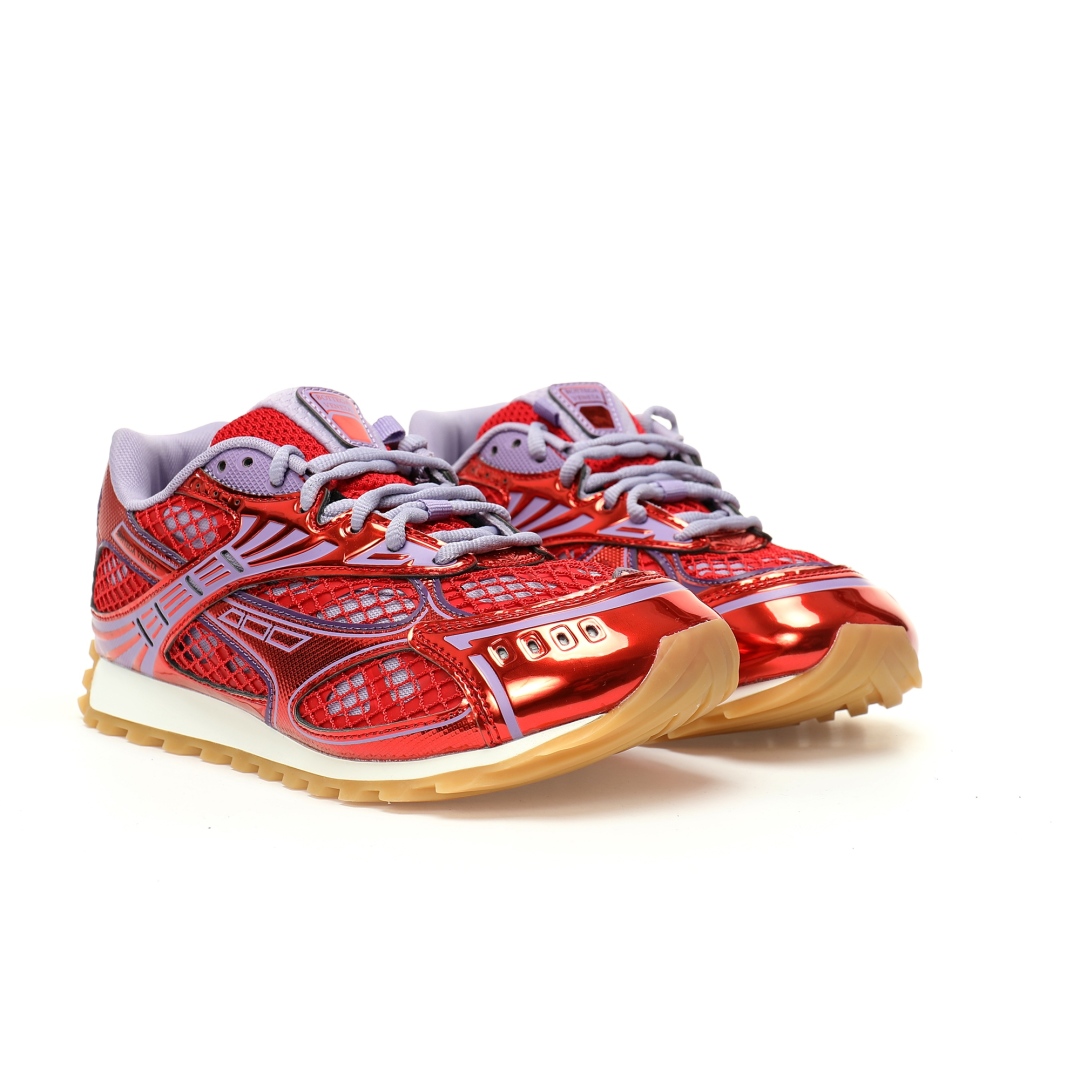 Bottega Veneta Orbit Lace-up Low Sneakers Metal Red Wisteria 755915v2x405851