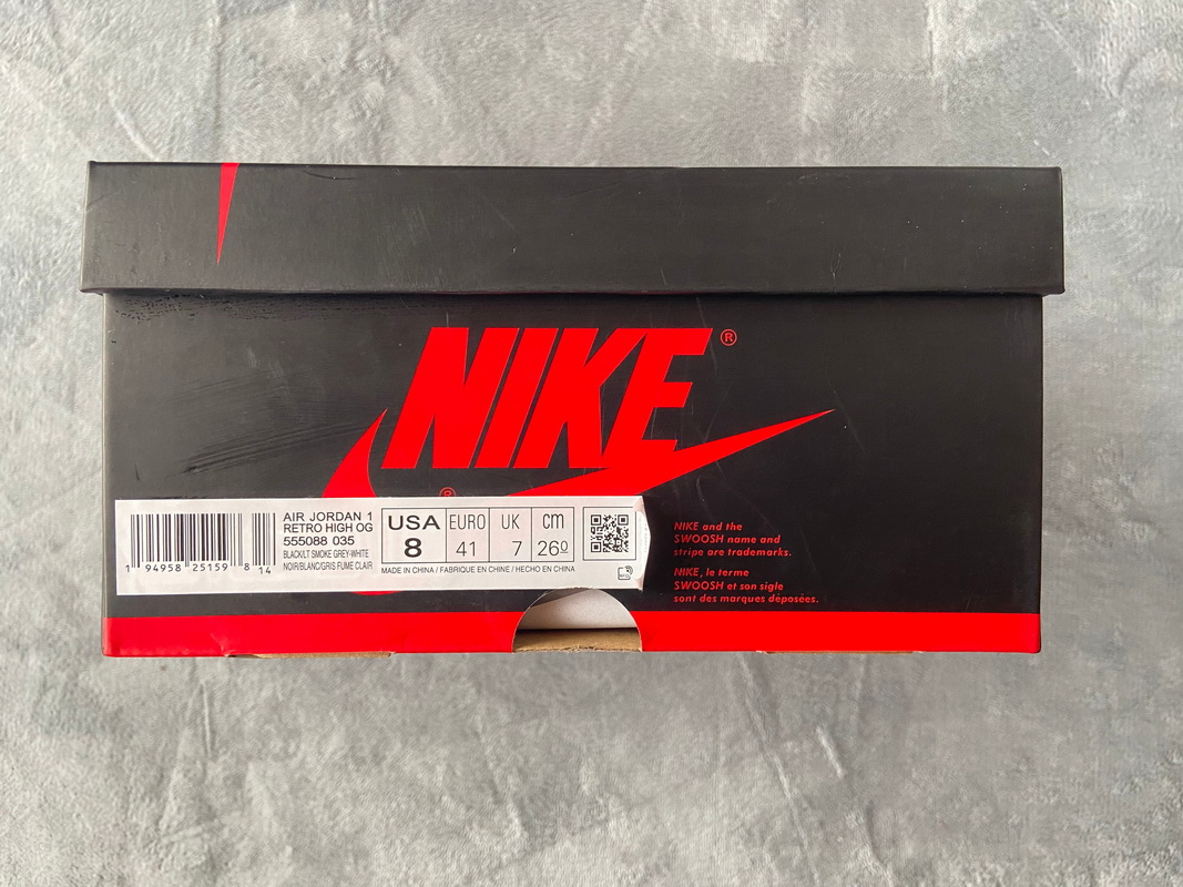 Air Jordan 1 Shadow 2.0 Black Light Smoke Grey 555088-035