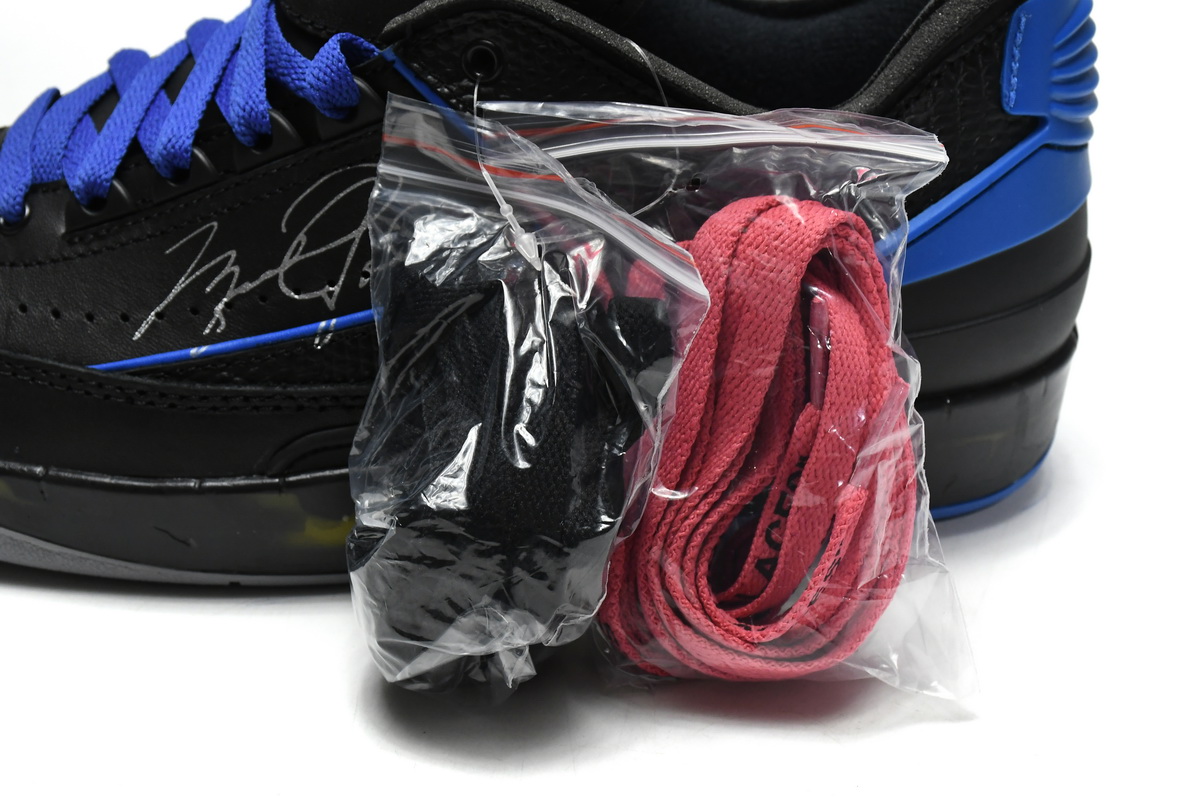 Off White x Air Jordan 2 Retro Low SP Black and Varsity Royal DJ4375-004