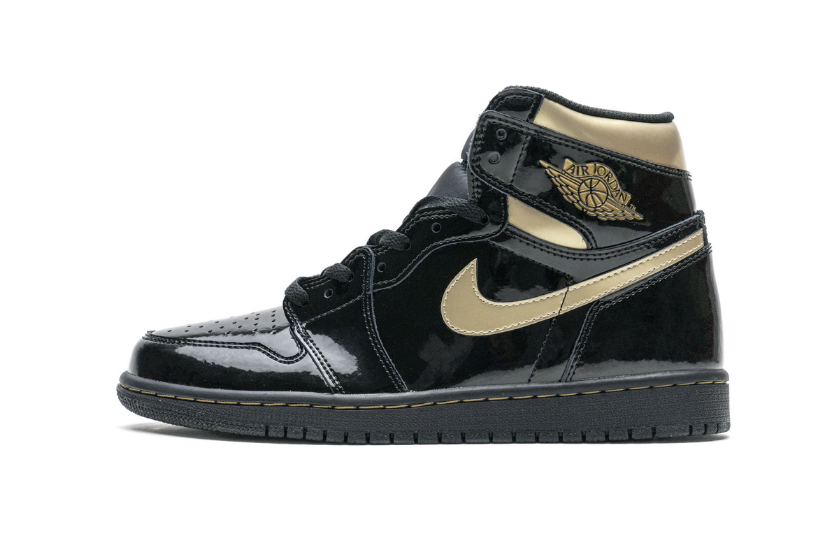 DG  Air Jordan 1 High OG Patent Black Metallic Gold  555088-032