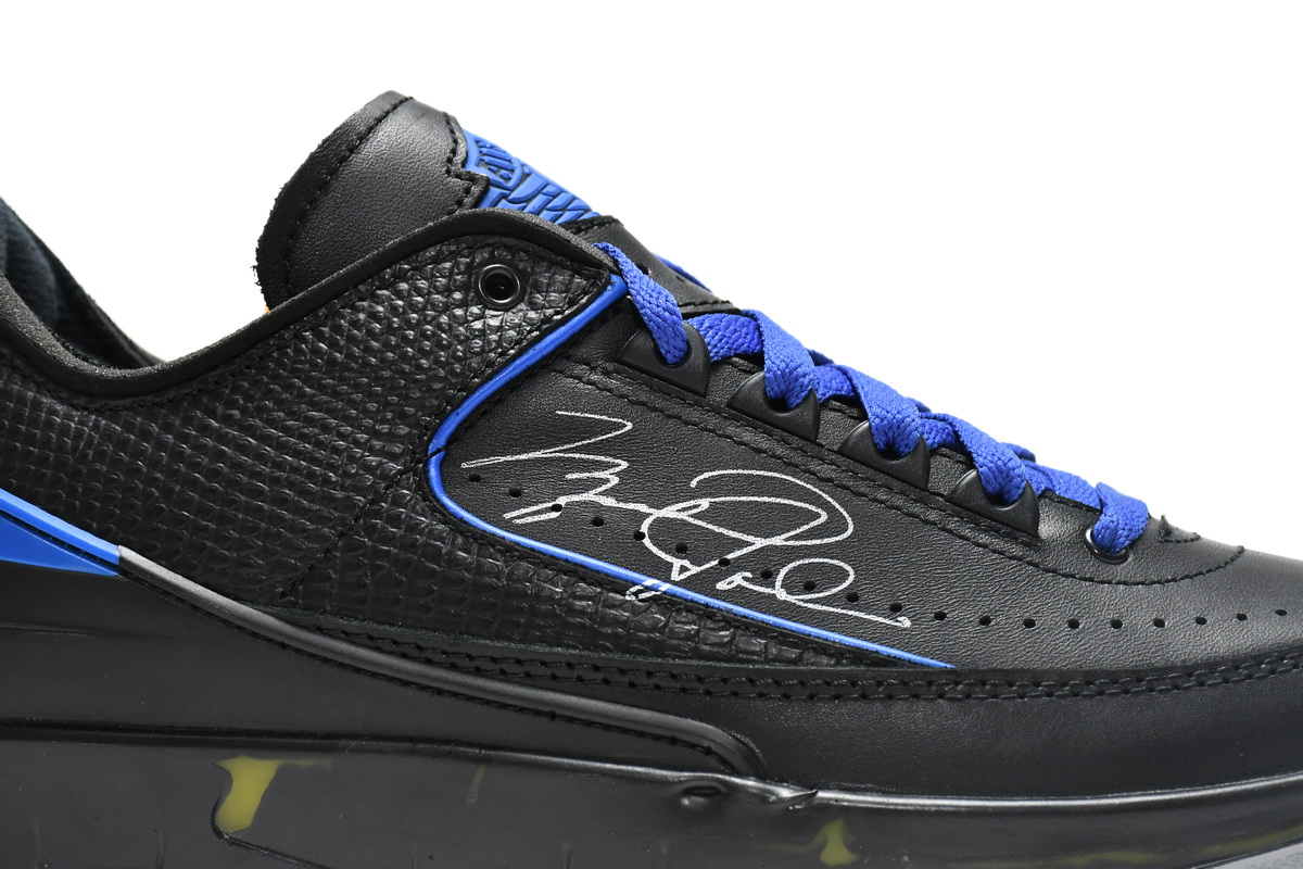 Off White x Air Jordan 2 Retro Low SP Black and Varsity Royal DJ4375-004