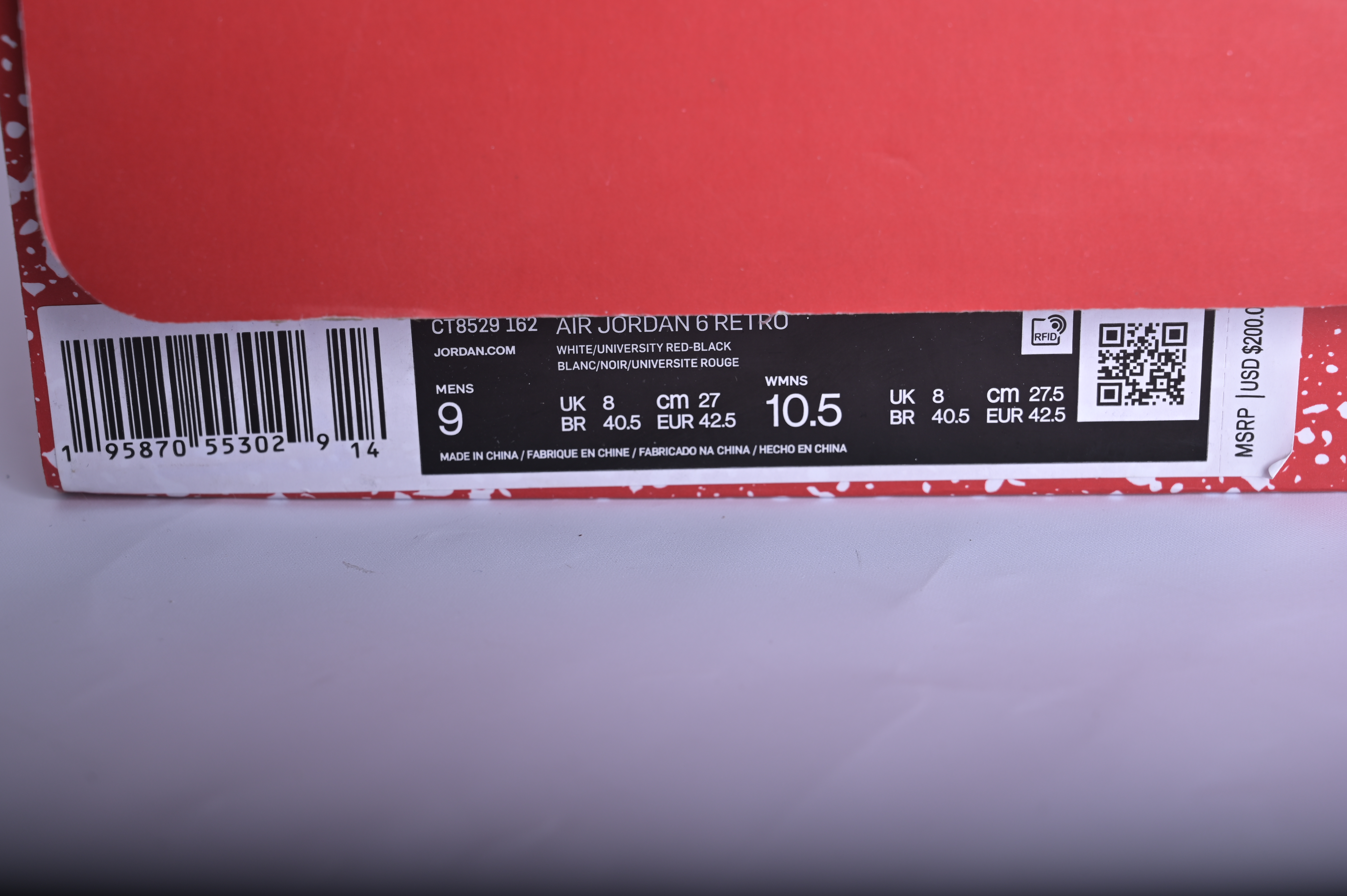 Air Jordan 6 Red Oreo  CT8529-162