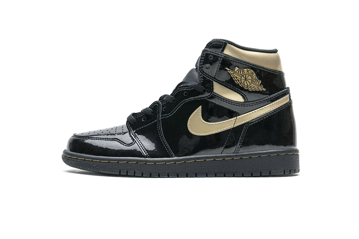 DG  Air Jordan 1 High OG Patent Black Metallic Gold  555088-032